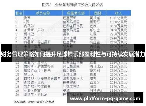 财务管理策略如何提升足球俱乐部盈利性与可持续发展潜力
